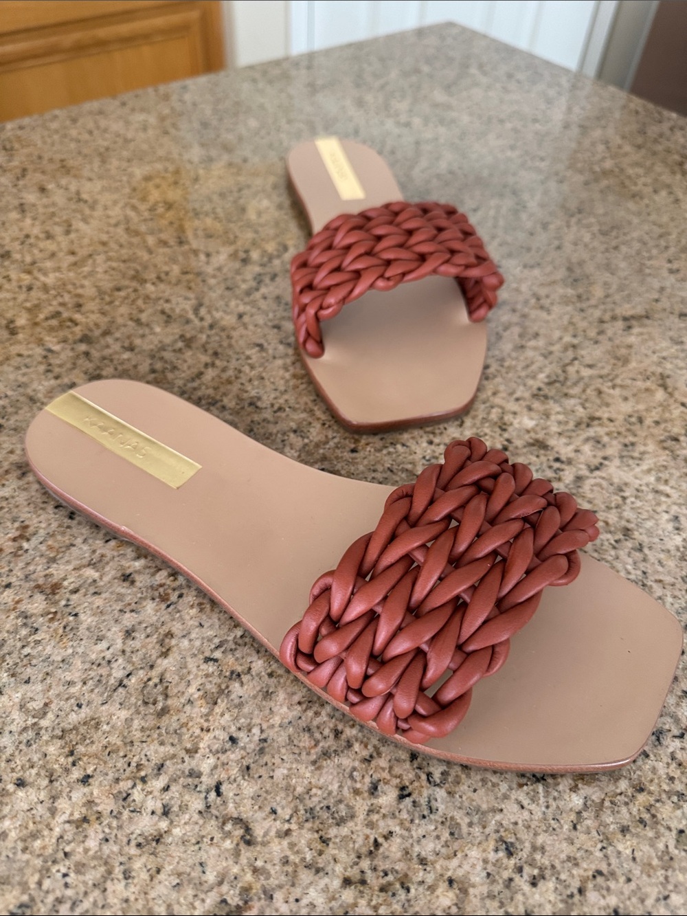 Kaanas Braided Slide Sandals - Brown NWOB Never worn